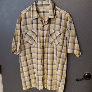 Yellow and Black Casual Button Down Shirt Relaxed Fit